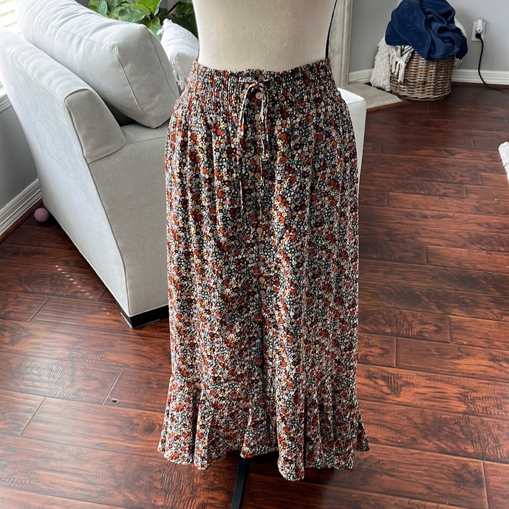 Floral button down skirt